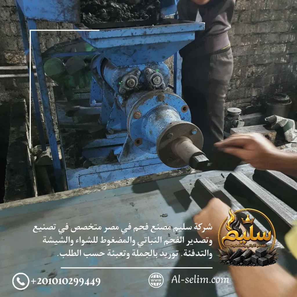 Briquette forming press at the Selim Charcoal factory